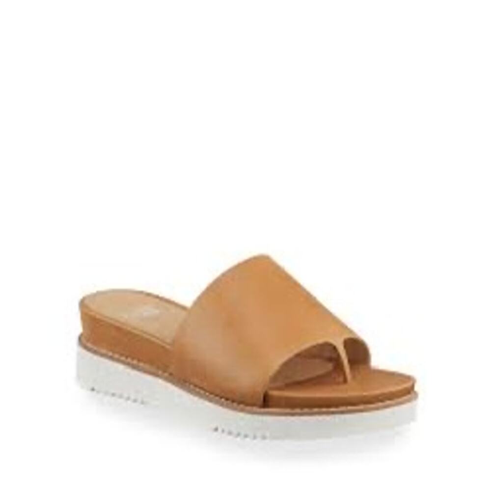 Eileen Fisher Touch Leather Thong Sandals Tan Brown Size 8